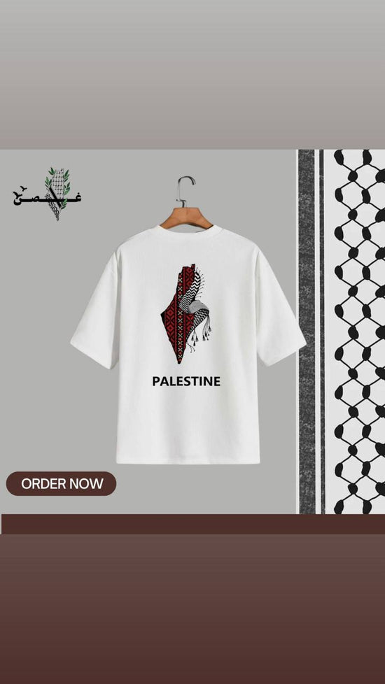 تيشرت كوفية الوطن – خريطة فلسطين بنقشة الكوفية الأصيلة | غصن